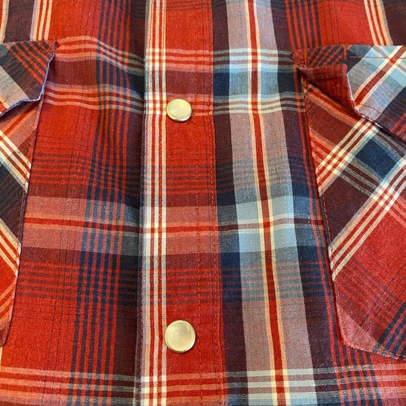 High Noon Western Shirt Mens Large Red Blue Pearl Snap Rockabilly Cowboy Rodeo - Picture 5 of 6